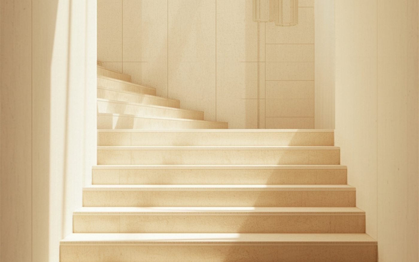 Escalera luminosa que sube, símbolo de crecimiento