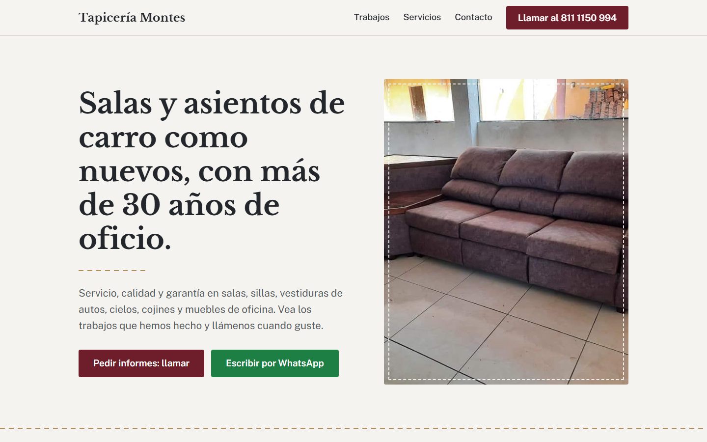 Sitio web de Tapicería Montes